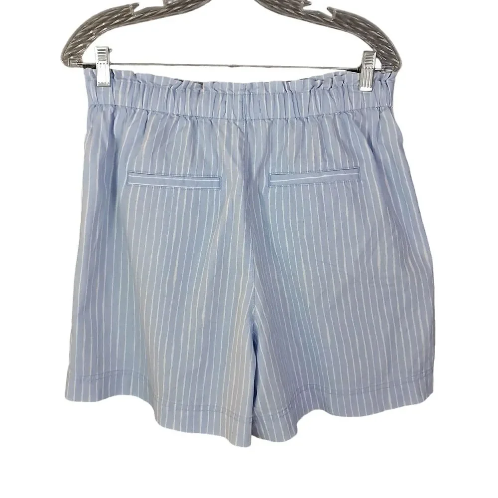 Striped Light Blue Women's Pull-On Shorts